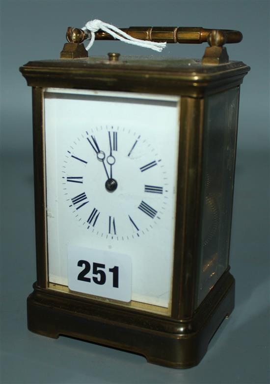 French gilt brass repeating carriage clock